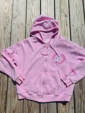 Barbie Malibu Club Hybrid Full Zip Hoodie Graphic Sweatshirt Womens Pink Large